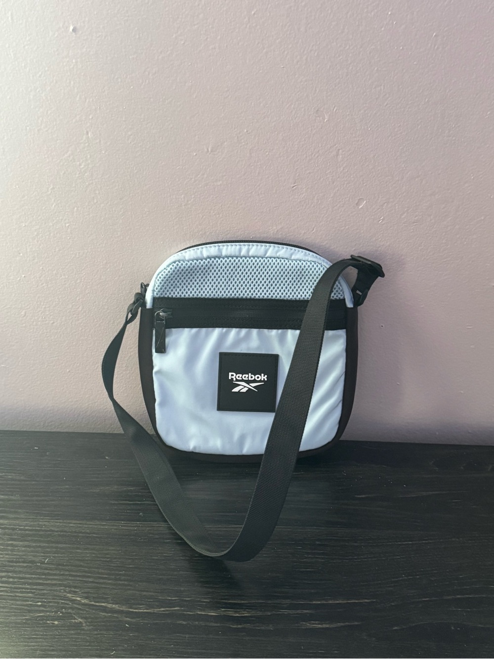 Reebok Light Gray and Black Small Crossbody Belt Bag